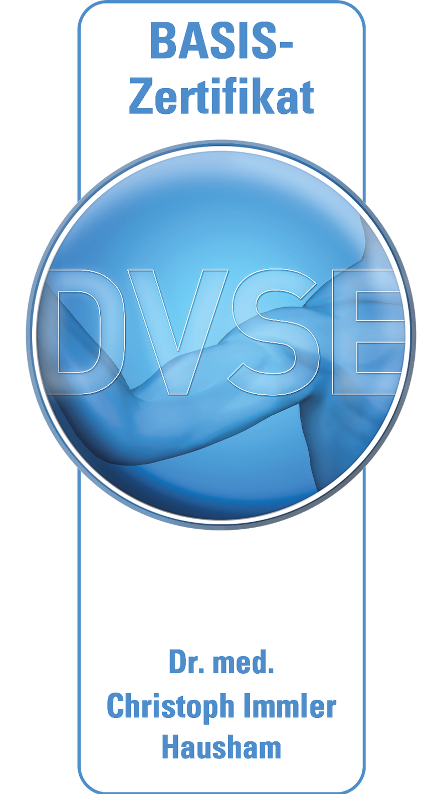 Das DVSE Zertifikat von Dr. med. Christoph Immler.